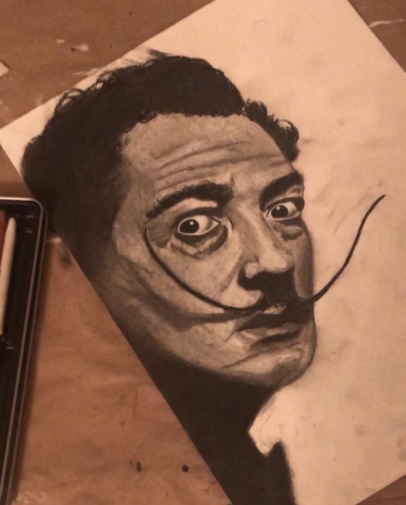 Natalia Rodriguez - Dali Charcoal Drawing