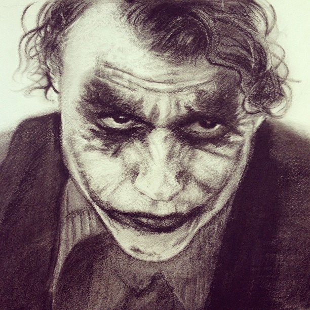 Natalia Rodriguez - Joker Charcoal Drawing