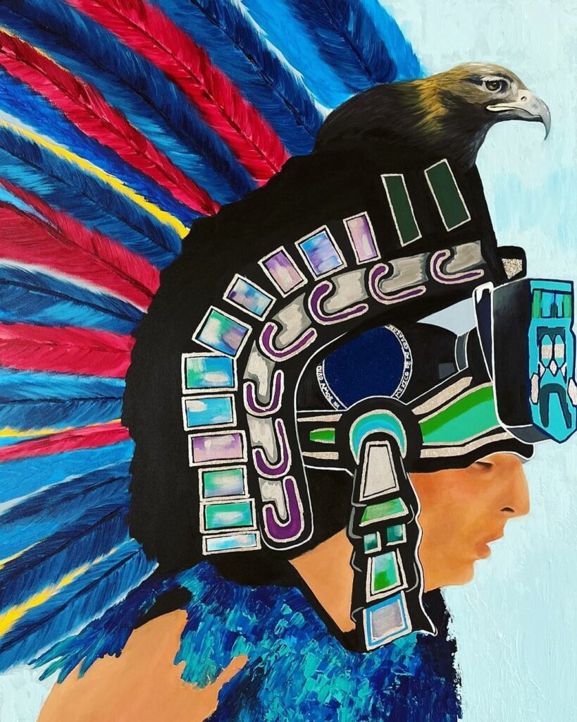 Natalia Rodruguez - Fierce Aztec_mixed_canvas_36x48