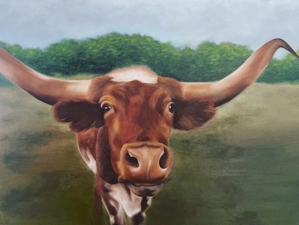 Natalia Rodriguez - Longhorn Cow_oil_canvas_30x40